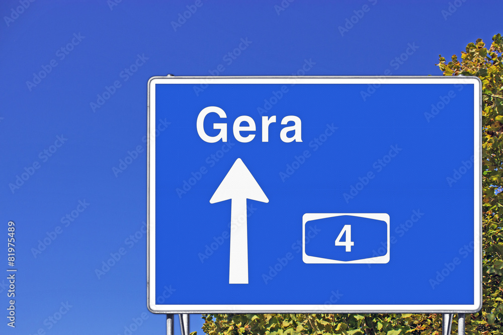 Wegweiser auf A4 in Richtung Gera Wegweiser auf A4 in Richtung Gera
