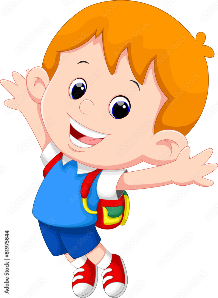 Happy school boy cartoon