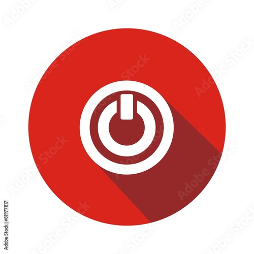 Icono on rojo botón sombra