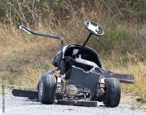 Golf cart accident  in golf course.