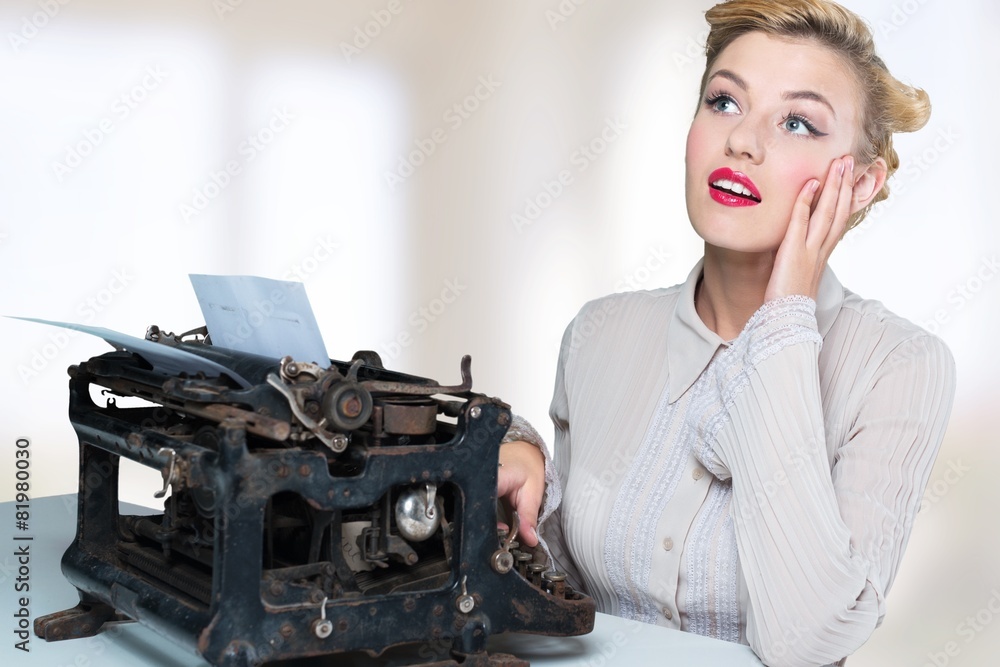 Fotografie Writer. Happy typist