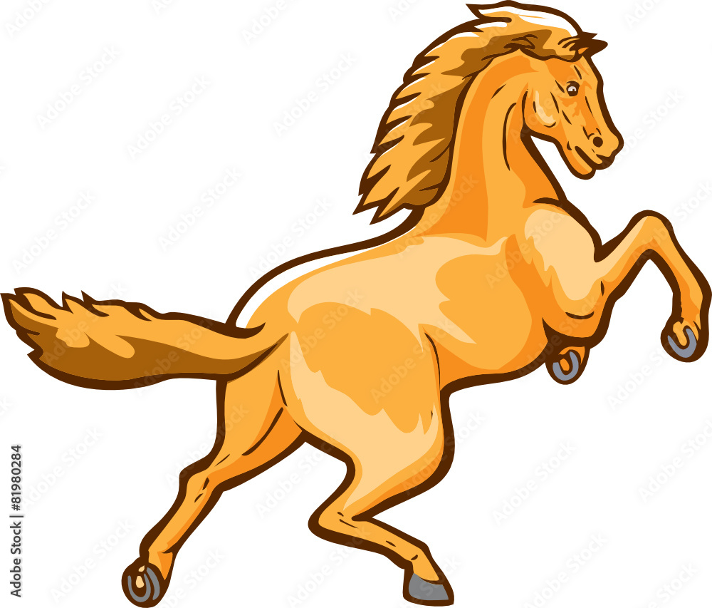 Obraz premium Colt Horse Prancing Rear Isolated Retro