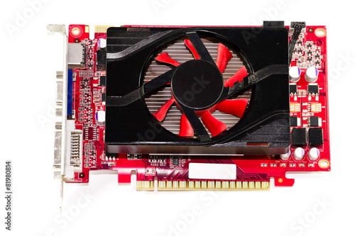 Rote Grafikkarte mit Lüfter