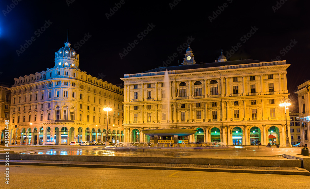 Piazza De Ferrari, the main square of Genoa - Italy