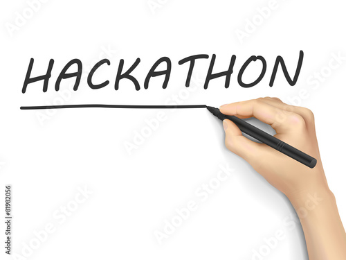 hackathon word written by 3d hand