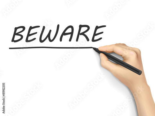 beware word written by hand