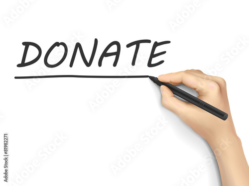 donate word written by hand