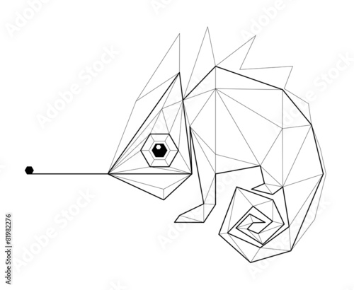 Chameleon. Low polygon linear vector illustration