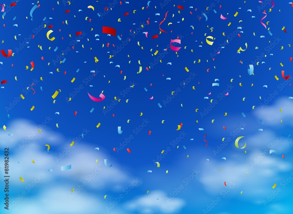 Colorful confetti on sky