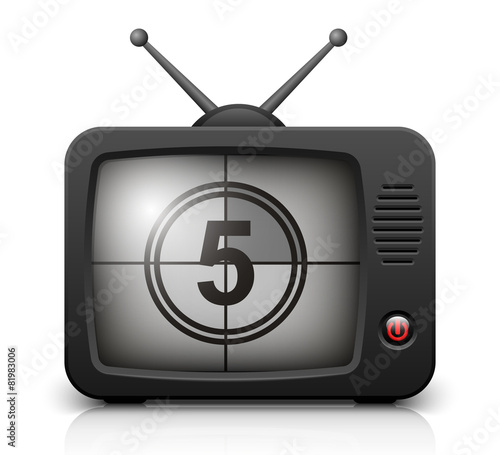 Countdown on the Retro TV screen. Vector illustration