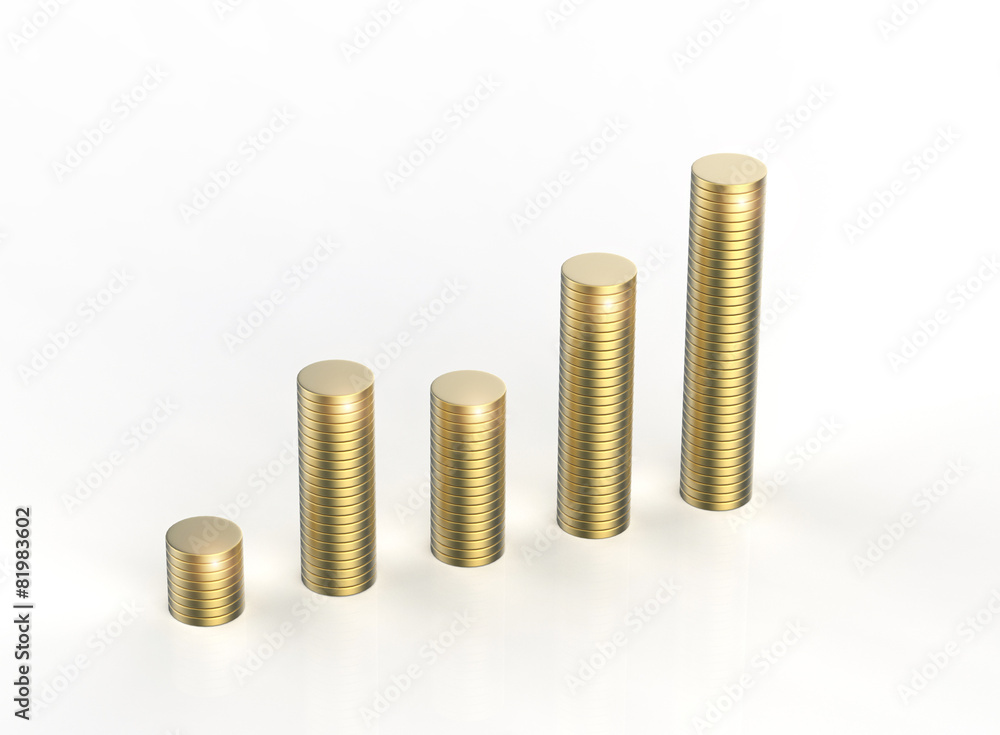 Stacks of golden coins isolated. Bussines concept Stacks of golden coins isolated. Bussines concept