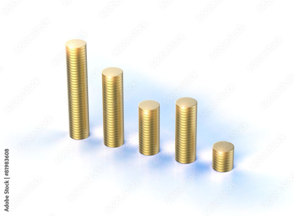 Stacks of golden coins isolated. Bussines concept Stacks of golden coins isolated. Bussines concept