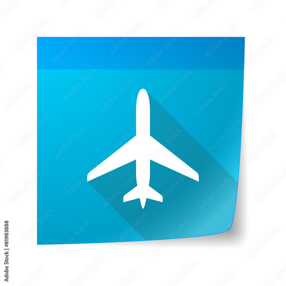 Sticky note icon with a plane Sticky note icon with a plane