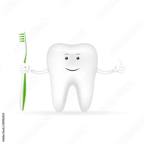 Animation tooth with a toothbrush