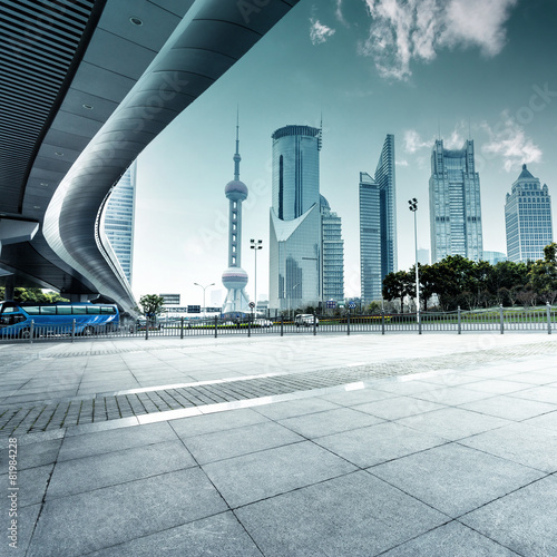 Photography urban road and modern city skyline