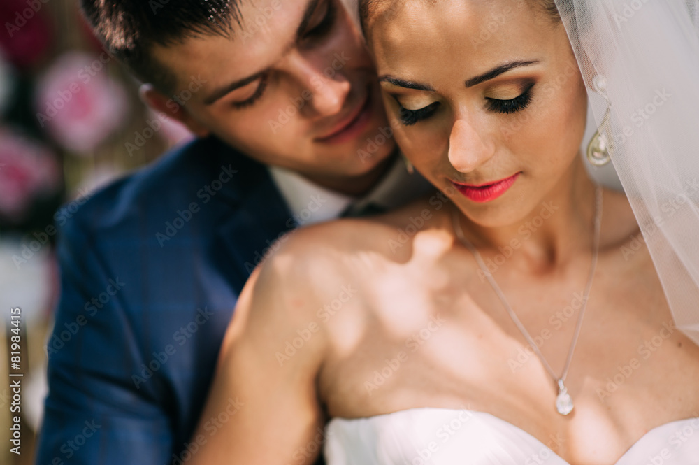 Sensual portrait of young elegant just married pair Sensual portrait of young elegant just married pair