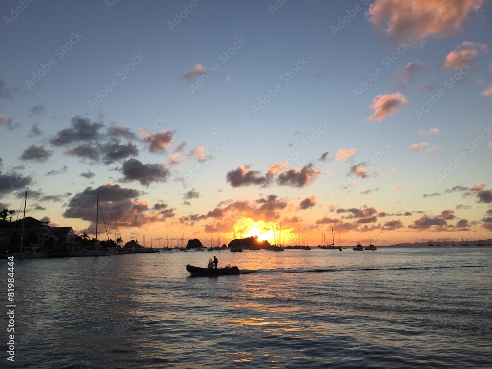 Saint Barthélemy, St Barth, tramonto mare Gustavia