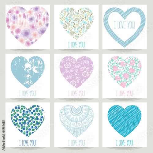 Set of wedding cards and valentine's day