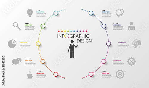 Infographic. Business concept. Colorful circle with icons