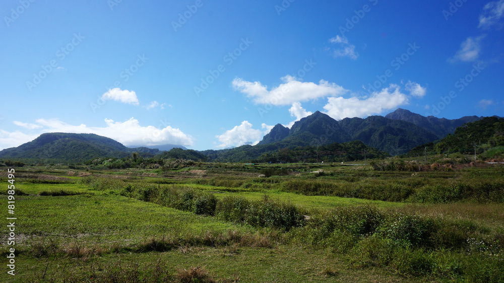 Rural area in Taiwan under the blue sky