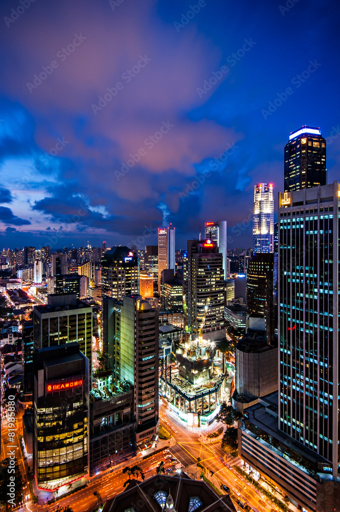 Fototapeta premium Twilight business city Singapore