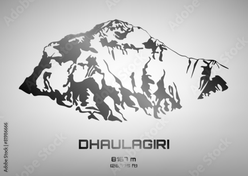 Outline vector illustration of steel Dhaulagiri