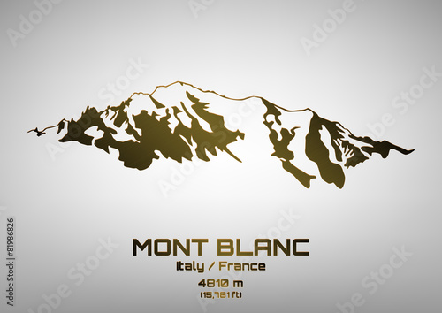 Outline vector illustration of bronze Mont Blanc
