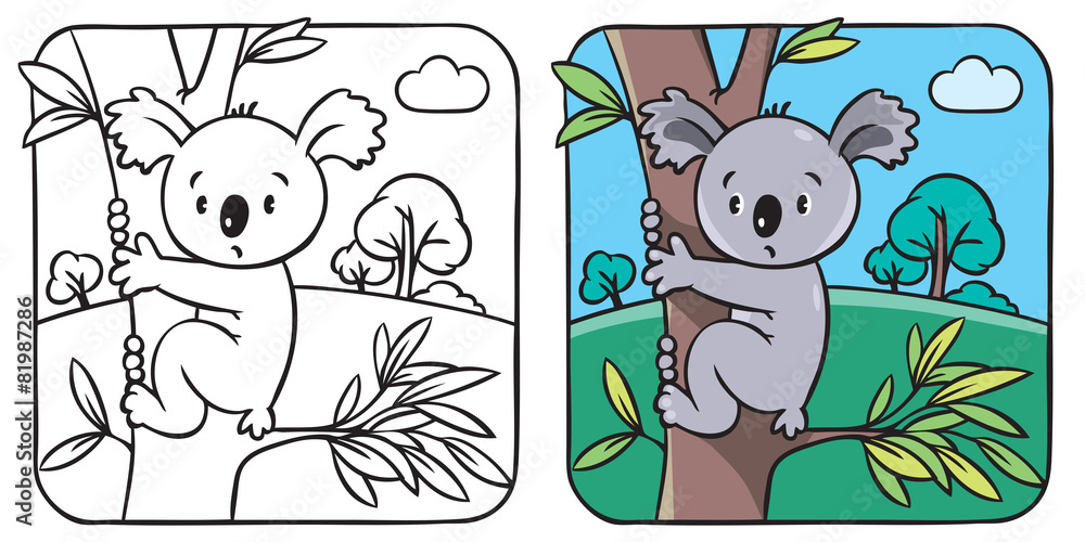 Fototapeta premium Coloring book with funny koala