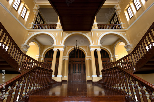 Wooden Stair inside classical building