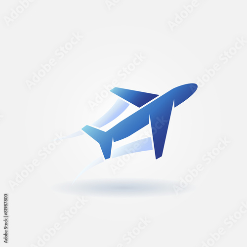 Plane takeoff blue vector logo