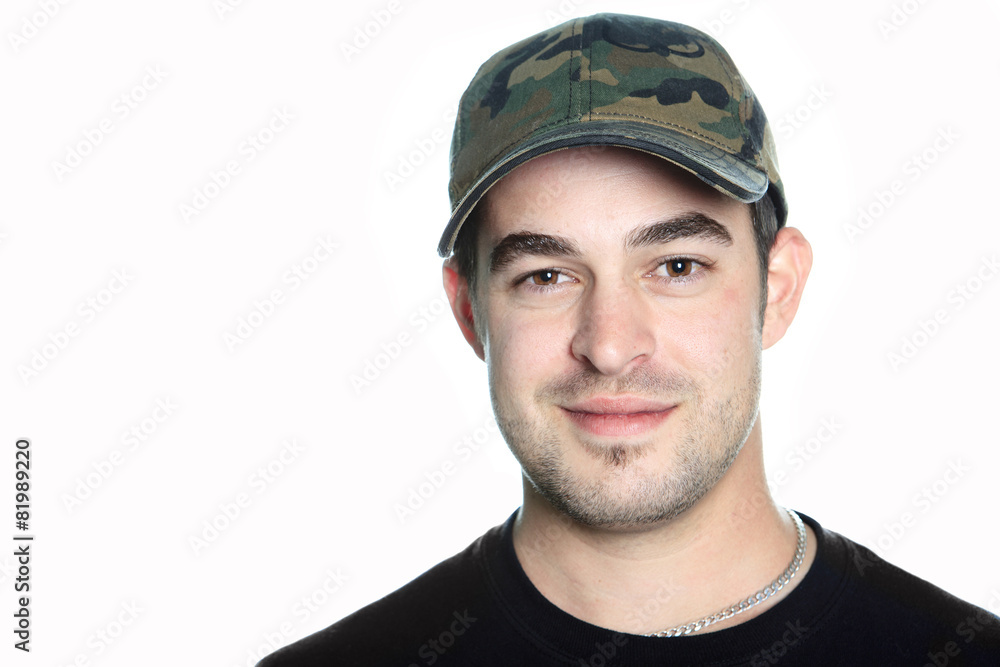 portrait of a 30 years old men with a cap. portrait of a 30 years old men with a cap.
