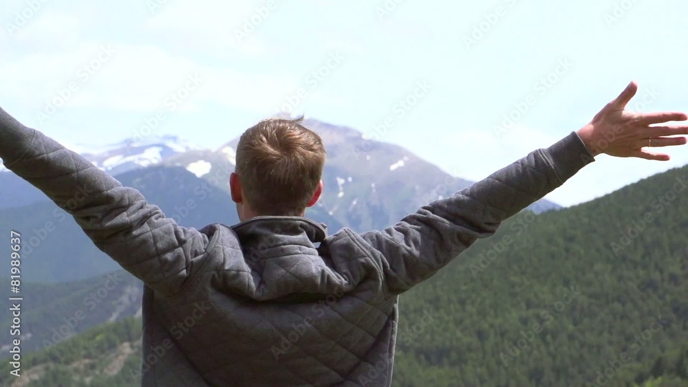Young man enjoying nature outdoor. Full HD video footage 1080p Young man enjoying nature outdoor. Full HD video footage 1080p