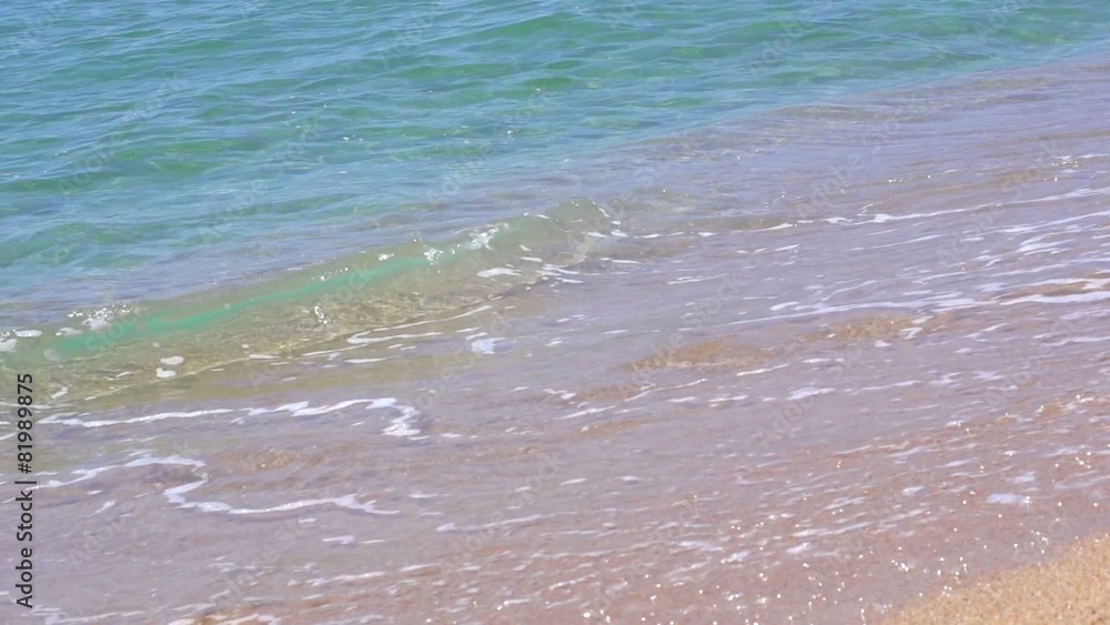 Mediterranean sea waves over sand beach. Full HD Mediterranean sea waves over sand beach. Full HD