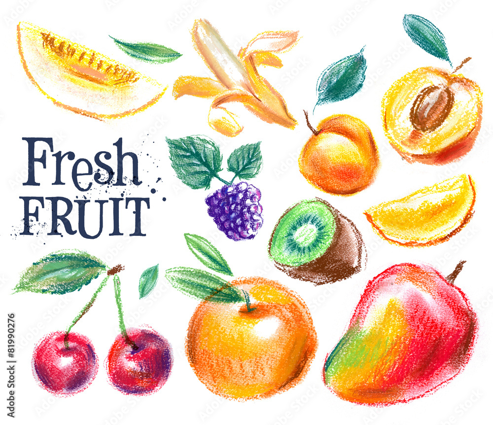 Fototapeta premium fruit on a white background. sketch, illustration