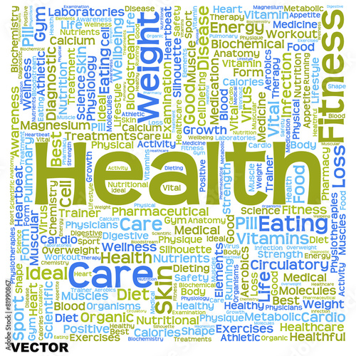 Vector conceptual health word cloud