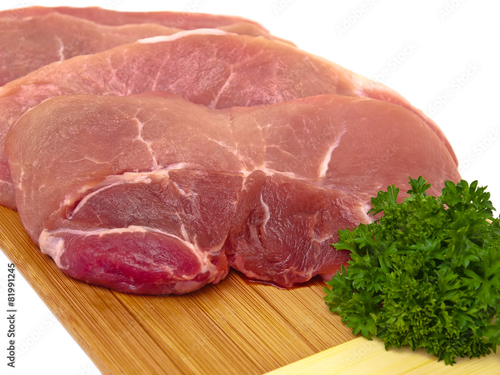 Fresh porc cuts close-up view