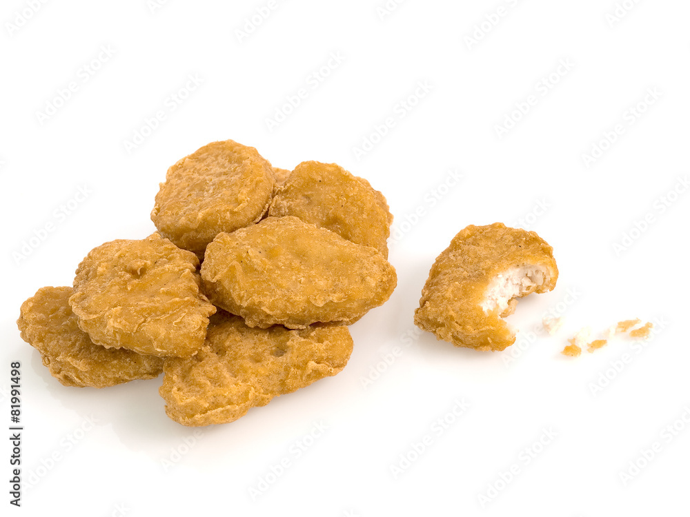 Nugets whit a bite isolated on white Nugets whit a bite isolated on white