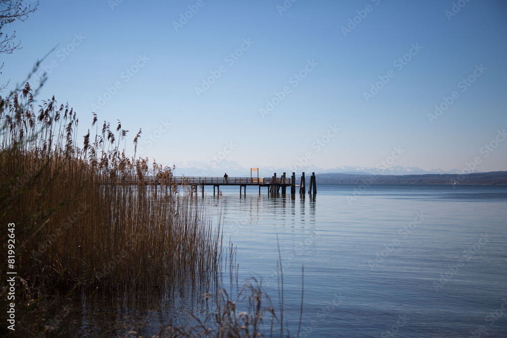 Obraz premium Bootssteg am Ammersee
