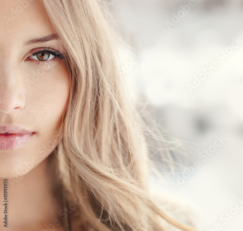 Portrait of a sexy blonde closeup
