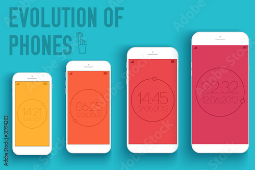 mobile electronic devices on flat style concept background