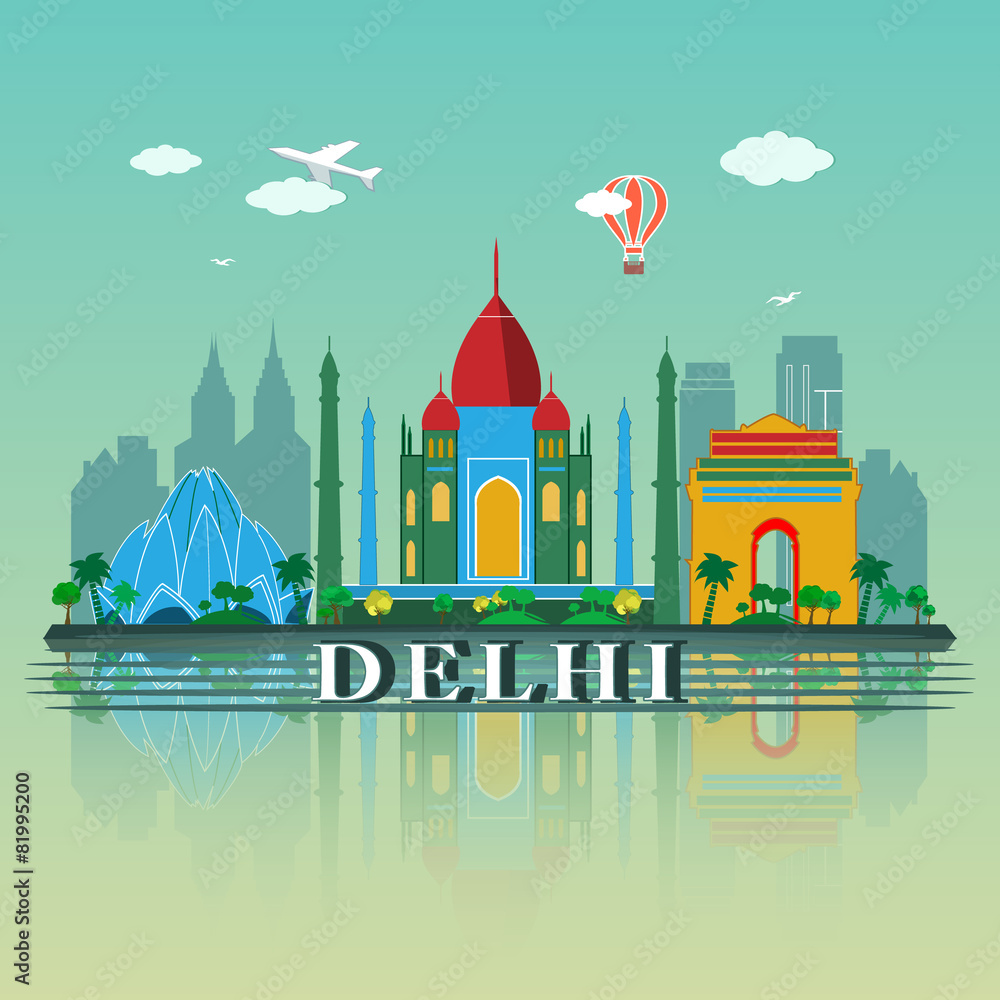 Modern Delhi City Skyline Design. India