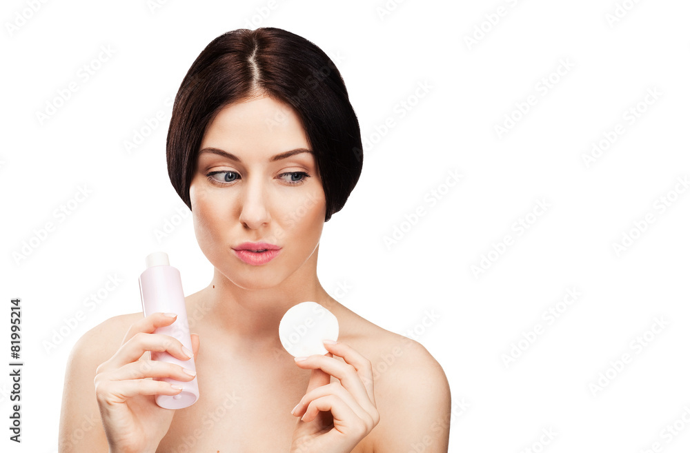 beautiful young woman removing her make up beautiful young woman removing her make up