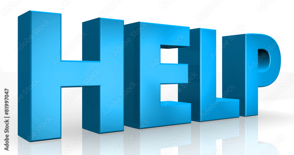 3d Help text isolated white background 3d Help text isolated white background