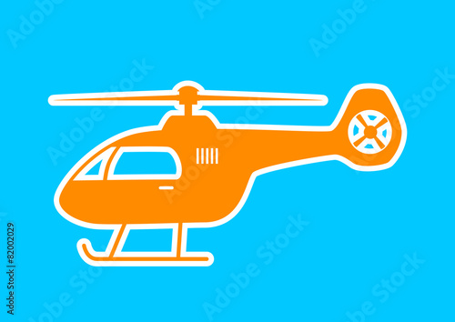 Orange helicopter icon on blue background