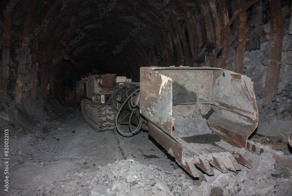 Mine machines in underground mines. Ukraine, Donetsk