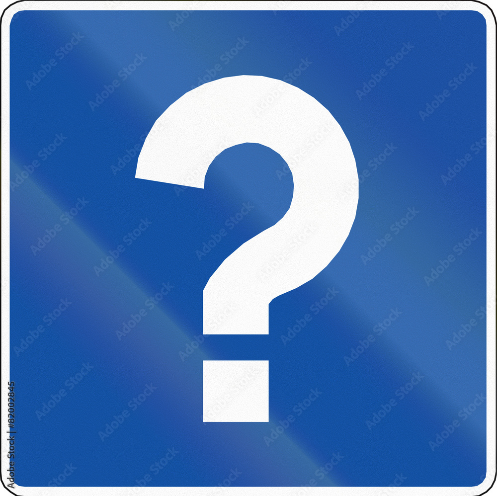 Chilean road sign with question mark: Information, variant B Chilean road sign with question mark: Information, variant B