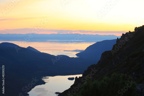 sunset over the lake Baikal