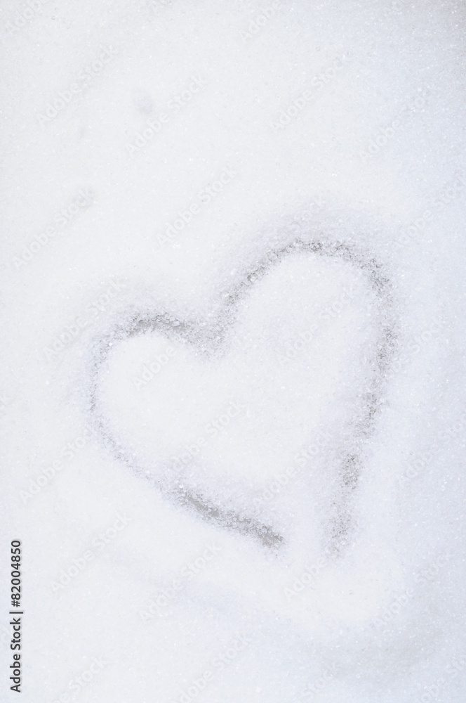 Heart drawn in sugar background Heart drawn in sugar background