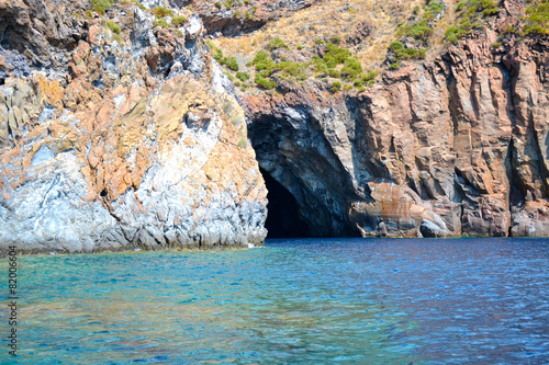 Panorama of the Aeolian islands seen from the sea