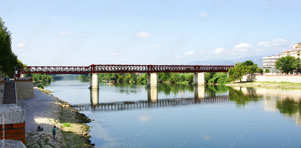 Puente de metal sobre el río Ebro, Tortosa, Tarragona